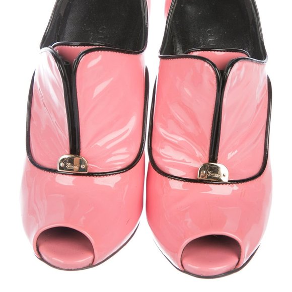 GUCCI Patent Leather Peep-Toe Booties - Picture 6 of 6